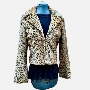 Vintage BB Dakota Faux Fur Leopard Print Jacket sz M